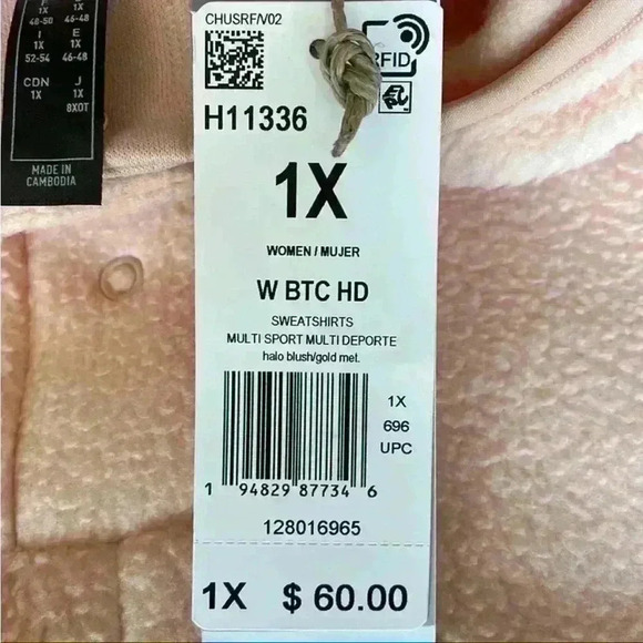 adidas Essentials Golden Logo Fleece Hoodie in Halo Blush Size 1X NWT - Picture 11 of 12